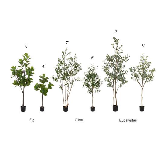 Kate and Laurel 6ft. Fidmont Faux Fiddle Fig Tree with White Planter